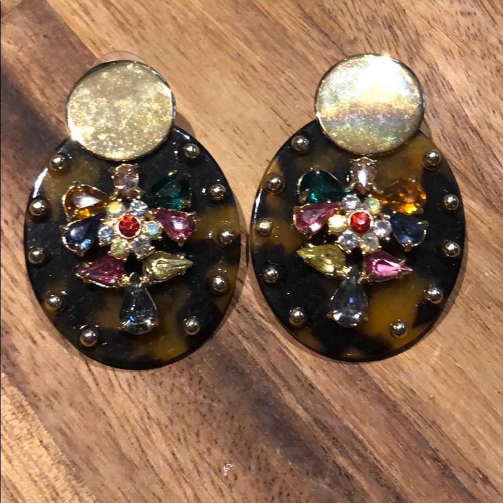 tortoise and gem earrings